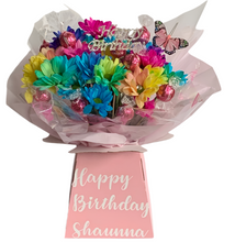 Load image into Gallery viewer, Fresh Flowers & Lindor Chocolate Personalised Birthday Bouquet