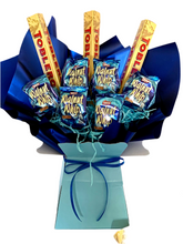 Load image into Gallery viewer, Personalised chocolate bouquet- Toblerone & walnut whips chocolate bouquet- personalised for any celebration