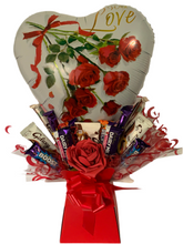 Load image into Gallery viewer, Xl valentines balloon chocolate bouquet