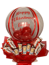 Load image into Gallery viewer, Extra large 18” personalised balloon, kinder chocolate bouquet- Christmas gift
