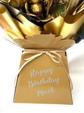 Load image into Gallery viewer, Luxury fresh golden roses & Ferrero Rocher chocolates personalised gift for any occasion flower bouquet gifts