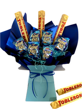 Load image into Gallery viewer, Personalised chocolate bouquet- Toblerone & walnut whips chocolate bouquet- personalised for any celebration