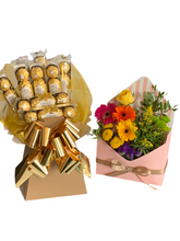 Load image into Gallery viewer, Fresh flowers & luxury Ferrero rocher chocolate bouquet