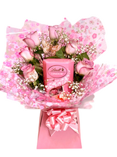 Load image into Gallery viewer, Fresh flowers and lindor chocolates Mother’s Day, Birthday, get well soon gift