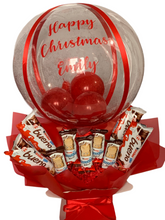 Load image into Gallery viewer, Extra large 18” personalised balloon, kinder chocolate bouquet- Christmas gift