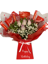 Load image into Gallery viewer, Fresh flower & lindor chocolate bouquet