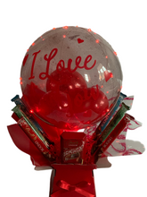 Load image into Gallery viewer, Light up valentines I love you balloon chocolate bouquet
