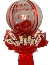 Load image into Gallery viewer, Extra large 18” personalised balloon, kinder chocolate bouquet- Christmas gift
