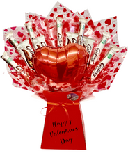 Load image into Gallery viewer, Personalised valentines galaxy balloon chocolate bouquet