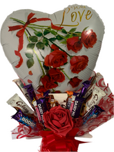 Load image into Gallery viewer, Xl valentines balloon chocolate bouquet