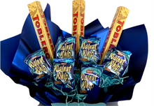 Load image into Gallery viewer, Personalised chocolate bouquet- Toblerone & walnut whips chocolate bouquet- personalised for any celebration