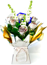 Load image into Gallery viewer, Fresh flowers Silver & copper personalised fresh flowers / roses bouquet