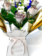 Load image into Gallery viewer, Fresh flowers Silver & copper personalised fresh flowers / roses bouquet