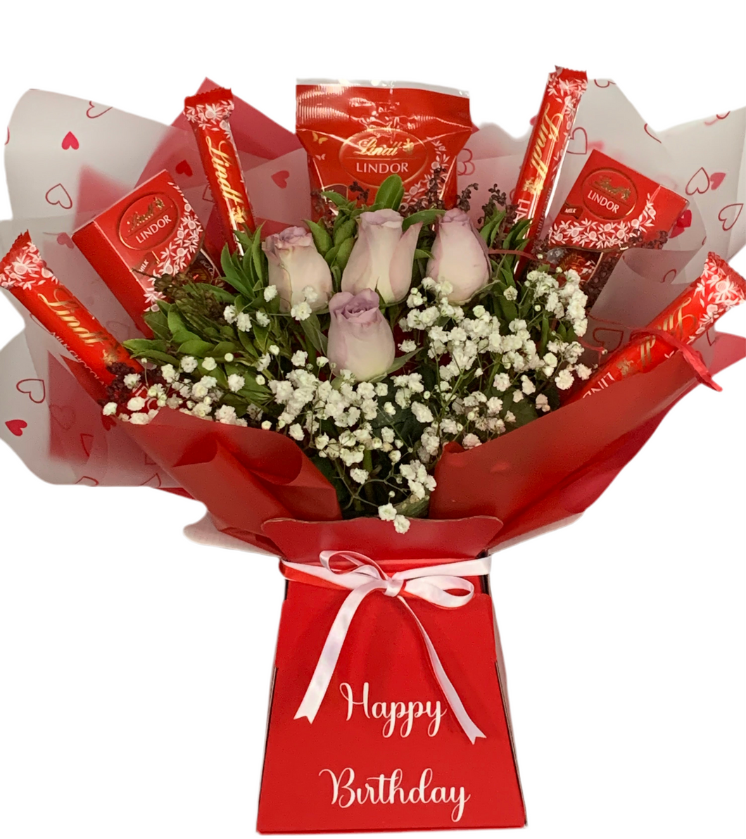 Fresh flower & lindor chocolate bouquet