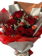 Load image into Gallery viewer, Fresh flowers with chocolate lindors
