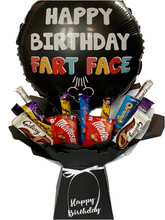 Load image into Gallery viewer, Xl Birthday Fart Face 18” balloon gifts chocolate bouquet
