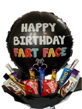 Load image into Gallery viewer, Xl Birthday Fart Face 18” balloon gifts chocolate bouquet
