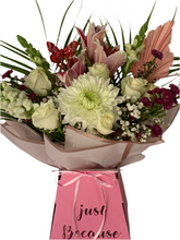 Load image into Gallery viewer, Beautiful fresh flower and chocolate delights bouquet- personalised for any celebration Mother’s Day, birthdays
