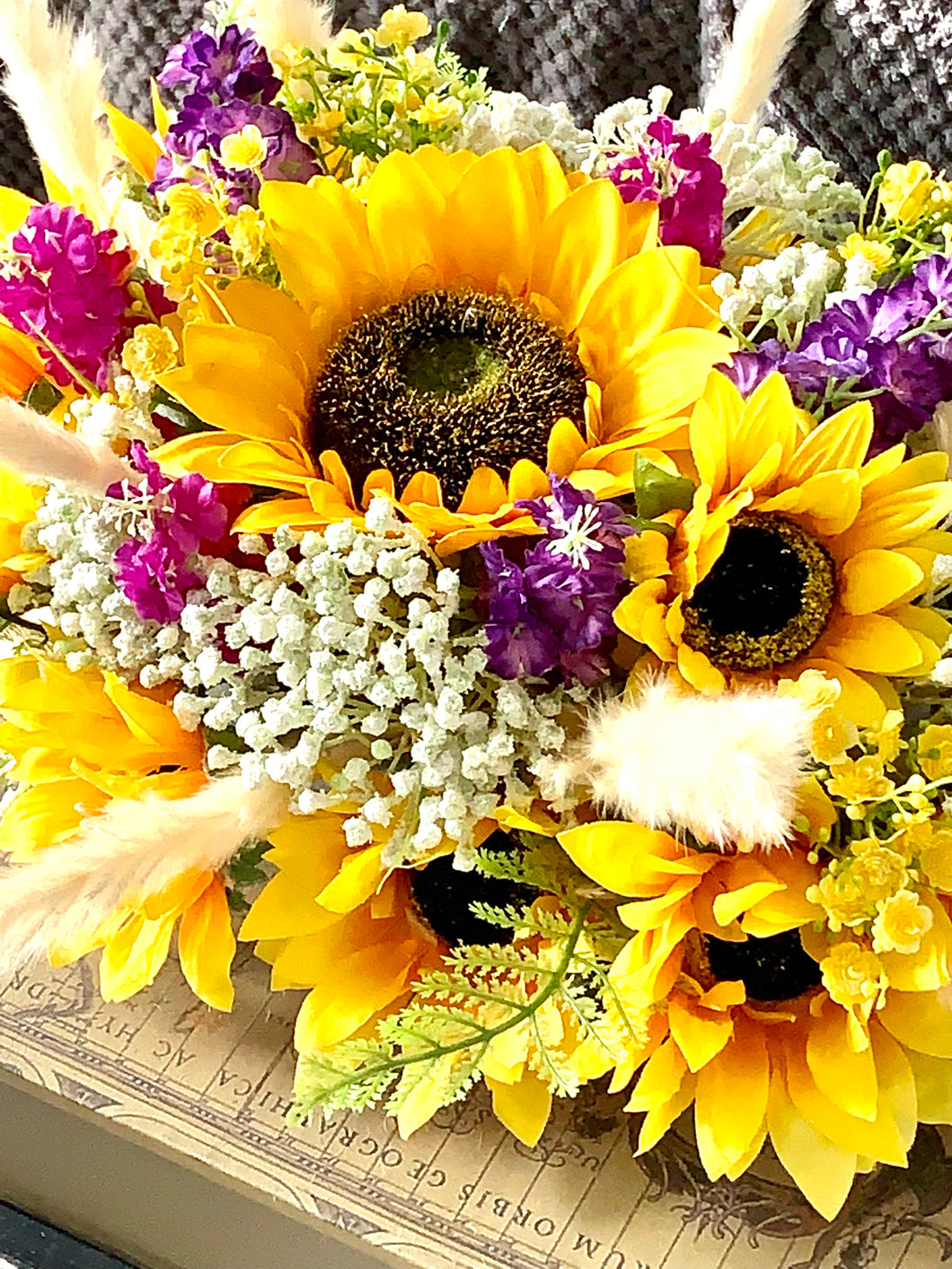 Stunning sunflowers table centrepiece