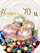 Load image into Gallery viewer, Rainbow roses Ferrero Rocher extra large personalised balloon chocolate bouquet

