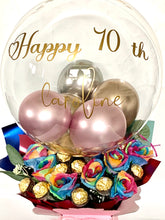 Load image into Gallery viewer, Rainbow roses Ferrero Rocher extra large personalised balloon chocolate bouquet
