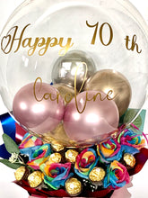 Load image into Gallery viewer, Rainbow roses Ferrero Rocher extra large personalised balloon chocolate bouquet
