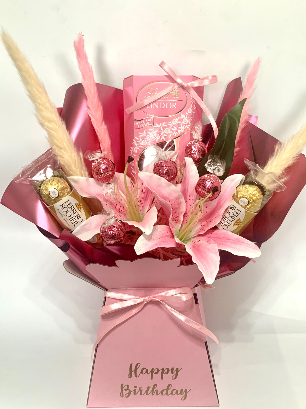 Luxury pampas grass lindor chocolate bouquet- personalised gift for any celebration